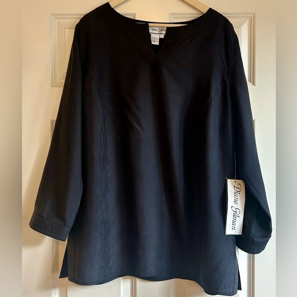 NWT Diane Gilman Black 100% Silk Tunic Top Size 1X Timeless Classic - Picture 7 of 10
